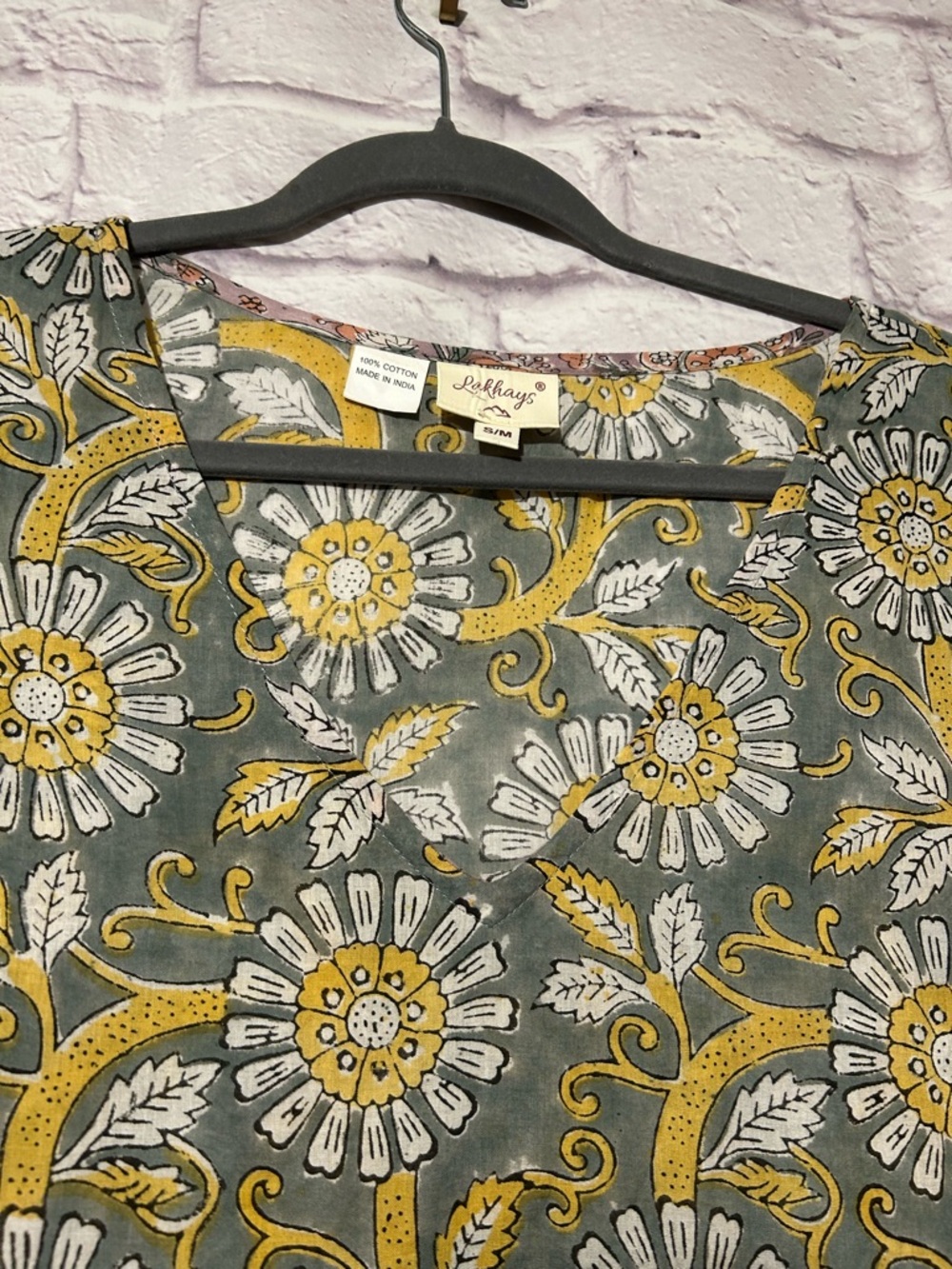Lakhays Collection Floral Dress V-Neck Cotton Boho Hippie - Picture 2 of 5